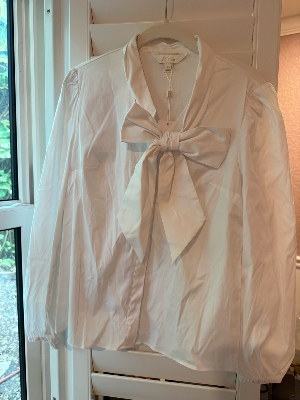 Lilly Pulitzer White Tie-Neck Top